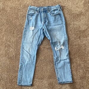 Levi's 501 Light Blue Distressed Women's Slim Jeans